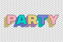 90's Party Text Effect With Shadow Print 