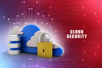 Poster - 3d rendering cloud database with lock
