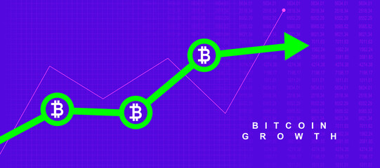 Poster - 2d rendering Stock market online business concept. business Graph  with bit coin
