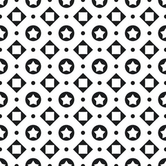 Poster - Stars and squares. A vector with simple shapes that alternate. Black shapes and white background in seamless and stylish vector.
