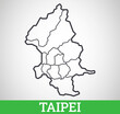 Simple outline map of Taipei. Vector graphic illustration.