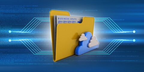 Poster - 3d rendering cloud  folder network
