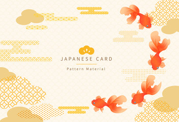 Japanese traditional pattern cloud and goldfish on Japanese style card, greeting card