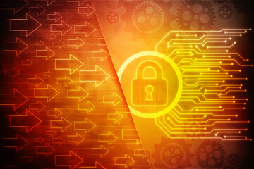 2d illustration Safety concept: Closed Padlock on digital background
