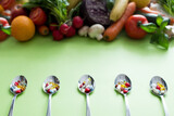 Fototapeta Fototapety do kuchni - Witaminy i suplementacja diety, zdrowe zrównoważone odżywianie i odchudzanie się