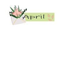 
April, Calendar, Spring, Tulips, Pink Tulips, Flowers, Envelope, Flowers In An Envelope, Name Of The Month, Month Of The Year, Month Of Spring, Yellow Bird, Name On A Green Background, Calendar Sheet