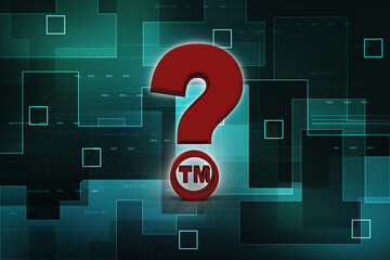 Poster - 3d rendering question mark with TM