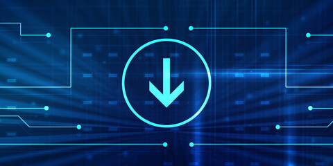Aufkleber - 2d rendering Downloading arrow icon