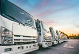 Fototapeta Sawanna - Delivery Trucks fleet in a row