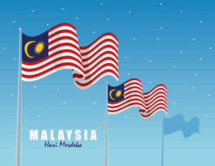 Sticker - malaysia hari merdeka flags