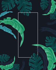 Wall Mural - green tropical leaves in frame