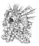 Fototapeta Nowy Jork - Inca warriors and skulls illustration