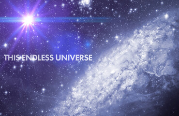 Wall Mural - a endless universe galaxy text title in outer space, far galaxy. elements of this image furnished by