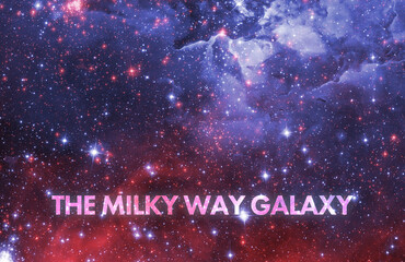 Wall Mural - simple abstract milky way galaxy title text, stars in outer space. elements of this image furnished 