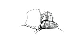 Bulldozer. Heavy Machinery. Building Machines. Construction Site. Hand Drawn Vector Illustration.