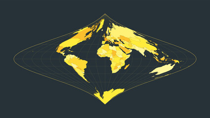 Poster - world map. foucaut's stereographic equivalent projection. futuristic world illustration for your inf