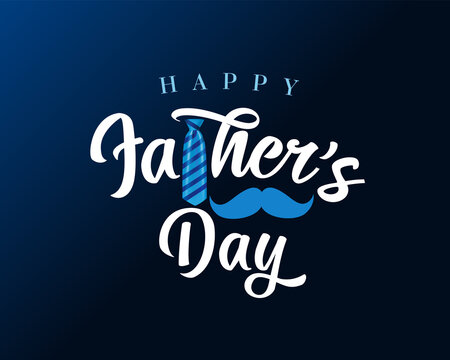 Happy Father's day creative typography. Fathers Day congrats, greeting card or Internet poster concept. Script with men's 3D objects idea. Isolated abstract graphic design template. Hanwritten style.