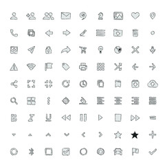 Wall Mural - Web, application icon vector pack. In sketch style for prototyping