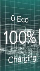Wall Mural - animation of charge status data on electric vehicle interface, over 3d truck model
