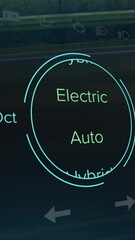 Wall Mural - animation of speedometer, power type, charge and status data on hybrid vehicle interface