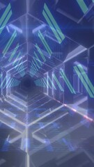 Wall Mural - animation of triangles over digital tunnel