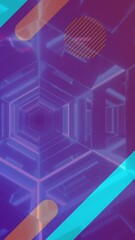 Wall Mural - animation of lines over digital tunnel