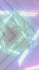Wall Mural - animation of white triangles over digital tunnel