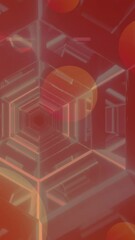 Wall Mural - animation of orange spots over digital tunnel
