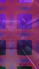 Wall Mural - animation of moving shapes over digital tunnel