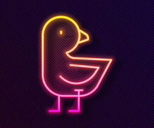 Glowing Neon Line Little Chick Icon Isolated On Black Background. Vector