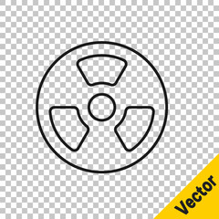 Black line Radioactive icon isolated on transparent background. Radioactive toxic symbol. Radiation Hazard sign. Vector