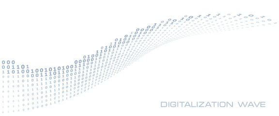 Fototapete - Digitalization wave. Curved line of ones and zeros