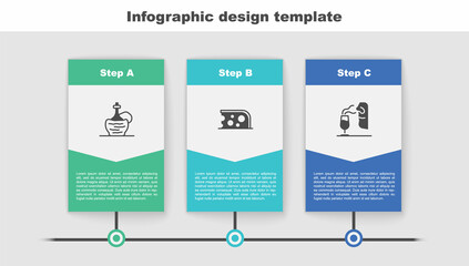 Poster - Set Wine in italian fiasco bottle, Cheese and Sommelier. Business infographic template. Vector