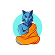 Lobo, Vector Lobo, Lobo meditando, Logo de Lobo, Lobo logo, Lobo azul, Lobo monje, Ilustración de un Lobo, Diseño Lobo