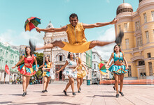 Frevo Dancers At The Street Carnival In Recife, Pernambuco, Brazil.