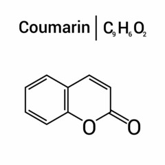 Sticker - chemical structure of Coumarin (C9H6O2)