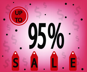 95% sale banner with black numbers. For finances template design and stores