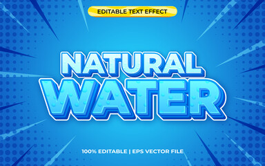 Poster - natural 3d text effect with blue water theme. blue typography template for fresh drink