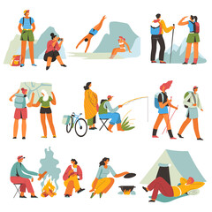 Wall Mural - hiking and trekking, going to mountains camping