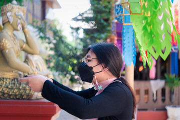 Thai buddhism pray for benefaction worship