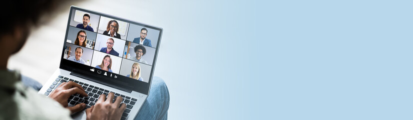 Poster - Young Man Using Laptop At Home