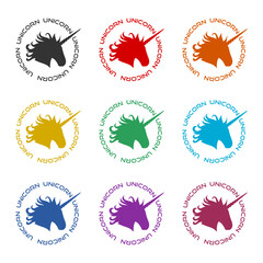 Poster - Unicorn circle logo icon color set