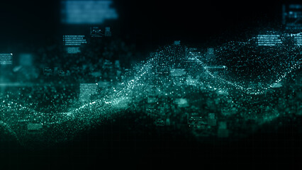 Poster - Digital cyberspace with numbers, Technology digital big data network connettion, Technology abstract background concept