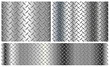 © Cobalt - Diamond plate metallic pattern on silver gradient,  industrial shiny metal textures vector chrome backgrounds set.