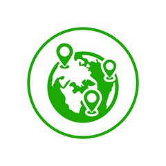 Location, map, world icon. Green vector design.