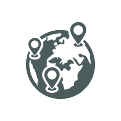 Location, map, world icon. Gray vector design.