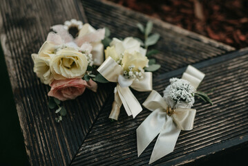 Wall Mural - Beautiful wedding bouquet of the bride. Flowers details for wedding.