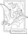 coloring book for children, prehistoric dinosaur pterodactyl, funny illustration, design
