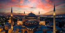 Aerial View Of Hagia Sophia Cathedral/ Museum/ Mosque In Istanbul Turkey