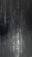 Leinwandbilder - Vertical screen Format : Futuristic abstract de-focus Metaverse data matrix, meta, telemetry and encrypt numbers display with particles simulation in cyber space environment for HUD background